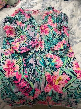 Lilly Pulitzer Multi-Color Floral Shift Dress (Pink, Green, Blue)